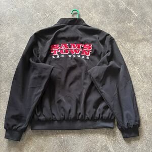 Vintage Sam's Town Las Vegas Oversized Jacket Mens XL Black 90s Poker Winner